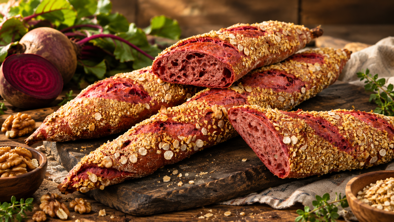 Monatsbaguette "Rote-Bete-Walnuss" | 350g (halbgebacken)