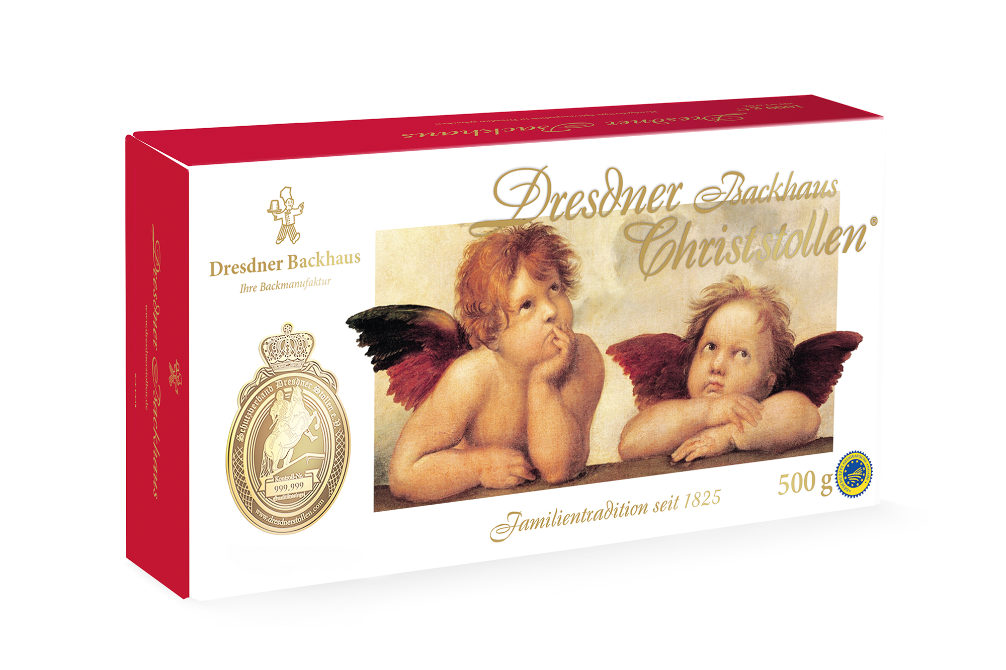 DBH-Stollen-500g_Engel Dresdner Backhaus Christstollen® | 500g Karton Raffael's Engel